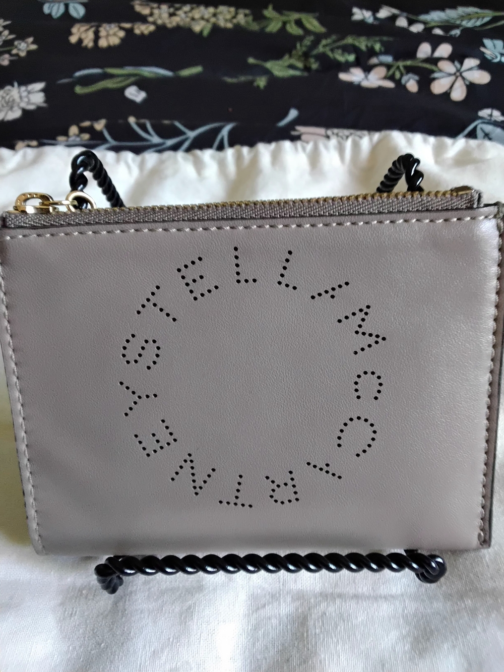 Stella McCartney Gray Perforated Logo Crossbody Bag